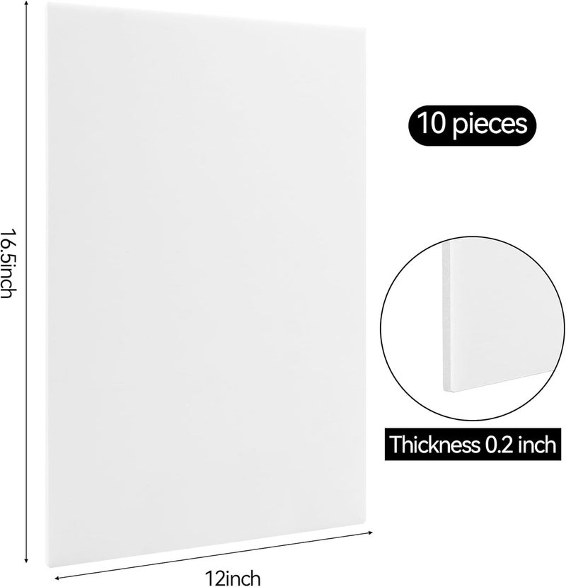 Philbinden 10 Pack Foam Boards,Thickness White Foam Core Backing Board 3/16" Foam Poster Boards for Mounting Photographs and Artwork, 3-D Modeling, Signage, Poster Making in School, Office (A3,12"x16.5") - Image 2